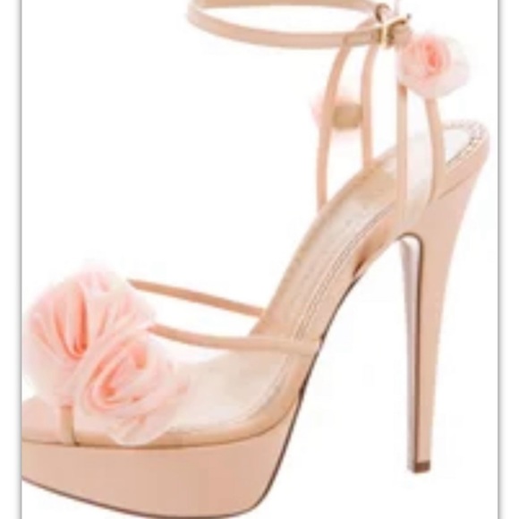 Charlotte Olympia Shoes - Charlotte Olympia Pink Mesh Rose Ankle Strap Sandals Open Toe Heels Size 37.5